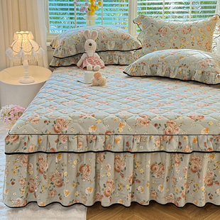 单件席梦思保护套防滑荷叶边1.5 1.8 加厚纯棉床罩夹棉床裙式 韩版