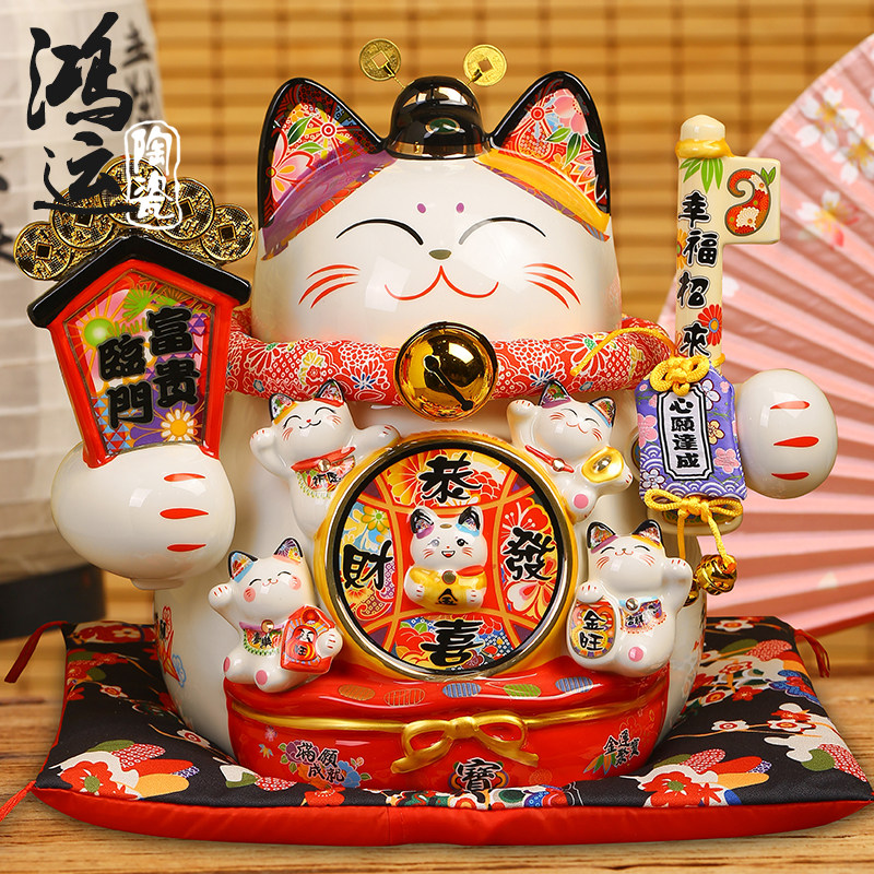 招财猫摆件特大号陶瓷储蓄罐店铺开业礼品家居前台客厅玄关装饰品