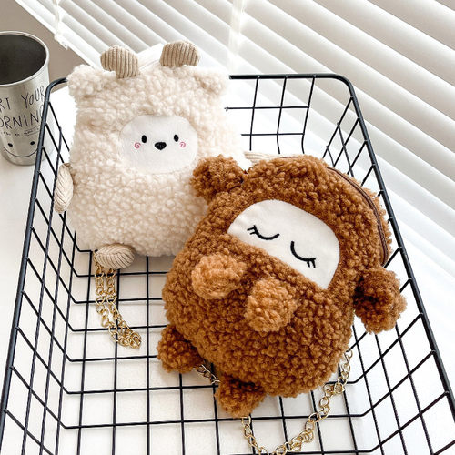 新款可爱卡通毛绒少女心斜挎包