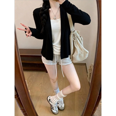 秋冬薄款简约百搭长袖开衫外套女