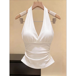 挂脖V领吊带背心女带胸垫修身 爆款 上衣 新款 夏季 推荐 又欲又撩人