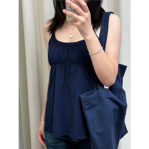 夏季纯欲辣妹藏蓝显瘦吊带背心