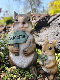 清仓 户外兔子欢迎牌花园welcome创意迎宾摆件幼儿园庭院可爱装饰