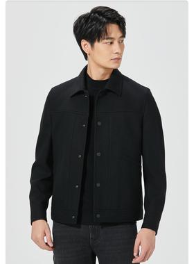 24DYR5021/2Y利家新款休闲商务男装翻领短款羊毛羊绒夹克外套
