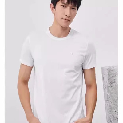 利家男装夏季薄款时尚舒适新款修身纯色圆领短袖T恤衫23XTX9201