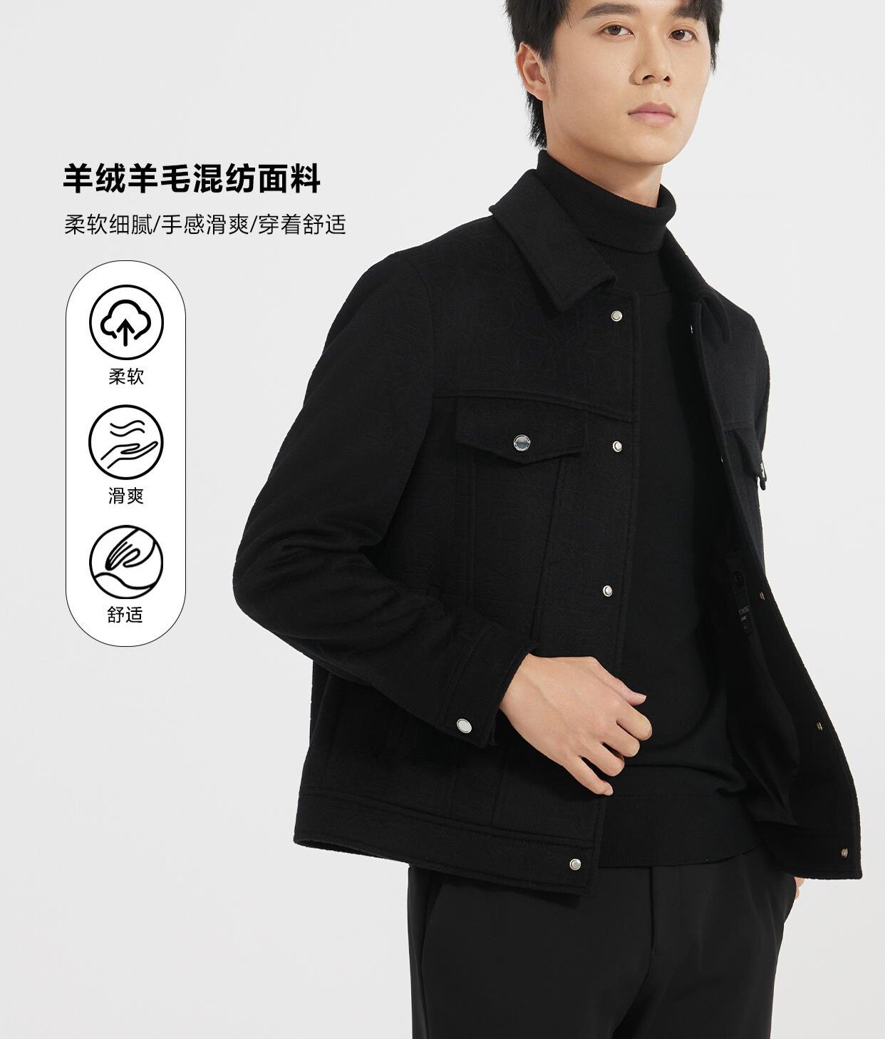 Q4DYR5021Y利家毛呢外套季新款休闲保暖夹克外套翻领图片