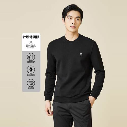 利家男装2024年冬季时尚长袖T恤男加厚圆领卫衣23DTX9021S 9023S