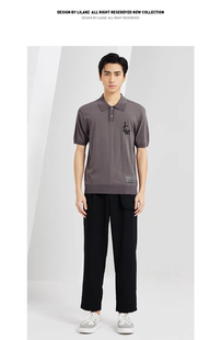 商务翻领针织短袖 Q3XTX6181S利家夏季 刺绣POLO衫 潮流修身 T恤 新款