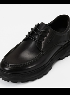 24QXL00101利家男鞋新款商务休闲皮鞋男士真皮厚底系带皮鞋