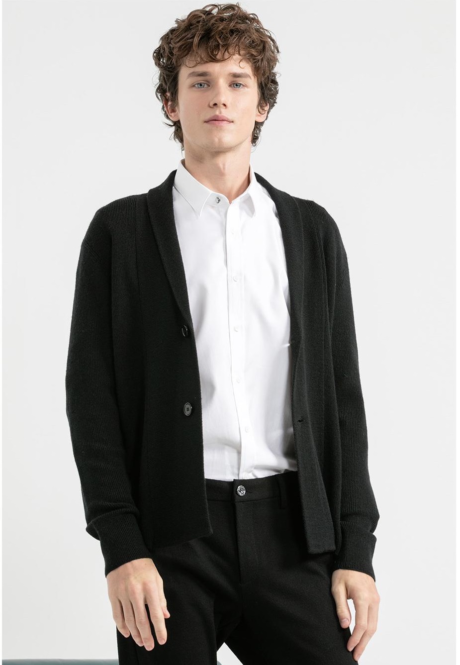 19QMS0181S利家秋冬季休闲百搭开衫毛衣外穿纯色简约舒适男士毛衫