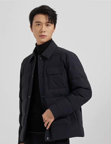 A4DBR9211Y利家男装冬款商务轻薄羽绒服男士翻领中长款夹克通勤款