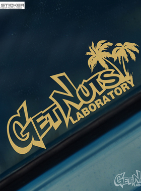 文字Get Nuts椰子树汽车贴纸车身保险杠划痕遮挡装饰车贴防水拉花