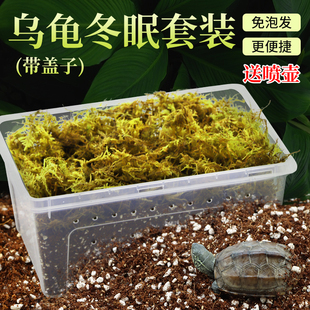 乌龟冬眠箱巴西龟过冬用品椰土苔藓沙土垫材保温爬虫冬眠窝小房子