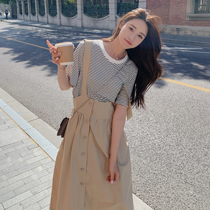 【现货】条纹背带裙两件套289-2260-P145控198图片