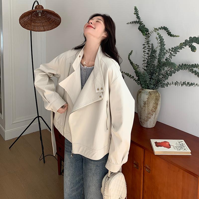 独特超好看米白色短款立领风衣外套女春2025新款又a又飒工装夹克,女装风衣,浙宝289