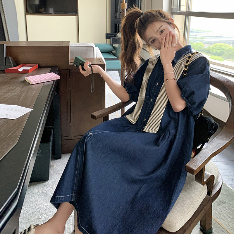独特漂亮牛仔连衣裙配披肩女夏2025超好看慵懒松弛感衬衫连身长裙,女装连衣裙,浙宝289
