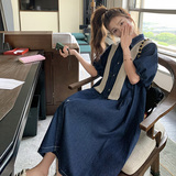 独特漂亮牛仔连衣裙配披肩女夏2025超好看慵懒松弛感衬衫连身长裙，女装连衣裙，浙宝289