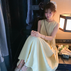 法式温柔风无袖连衣裙女2025夏季新款超好看甜美减龄气质背心长裙图片