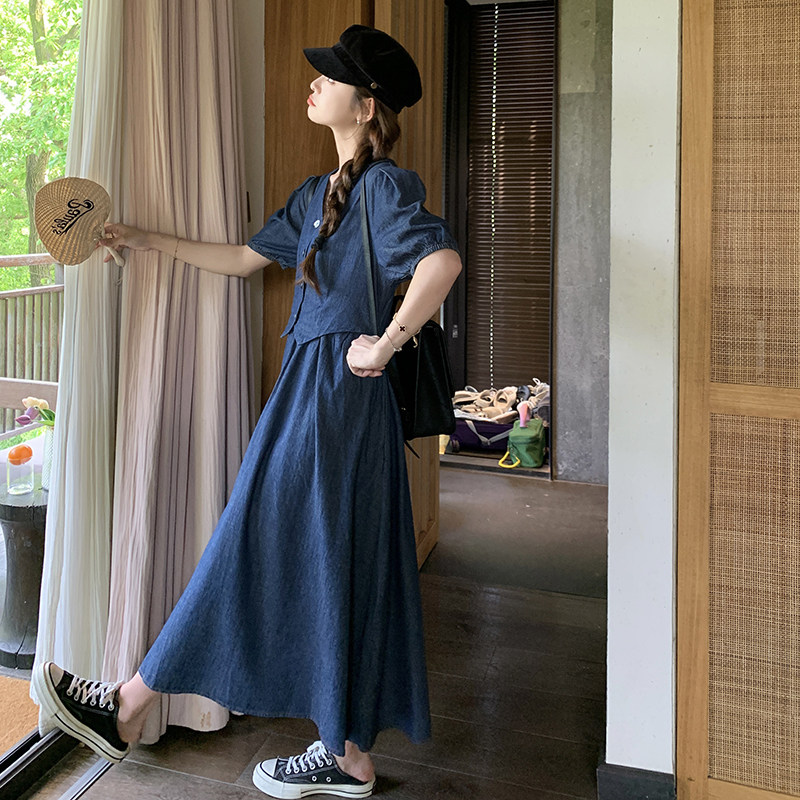 现货！假两件牛仔连衣裙289-2298-P125控178,女装连衣裙,浙宝289