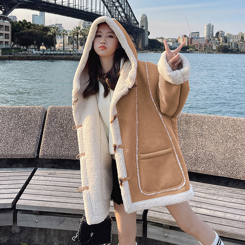 【现货】24冬连帽牛角扣皮毛一体289-6833-P195控288,女装毛呢外套,浙宝289