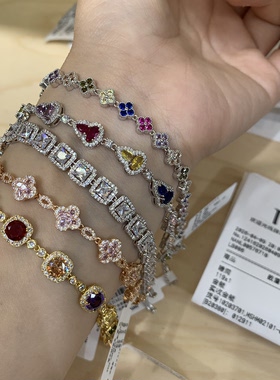 胖东来代购合金四叶草葫芦方糖手链女款正品国内闪亮轻奢款