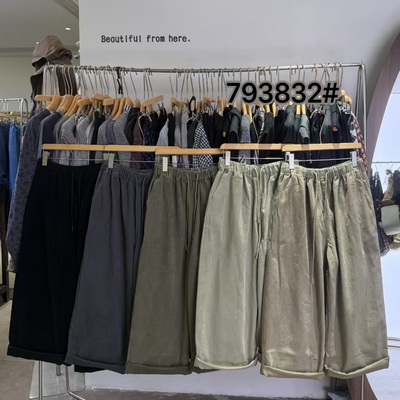 胖mm慵懒休闲风高腰抽绳阔腿裤女