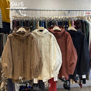 胖mm慵懒休闲风百搭连帽衬衫 宽松大码 棉服外套 5415秋冬韩版 WE女装