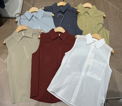 大码胖mm百搭通勤显瘦无袖衬衫