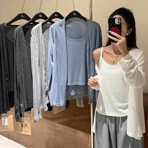 休闲慵懒吊带开衫上衣时尚两件套