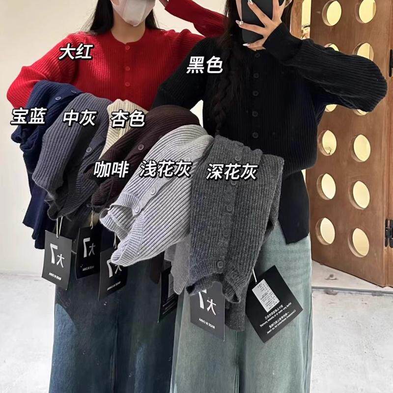 大7女10795冬季韩版宽松大码胖mm通勤圆领加厚衫毛衣开衫