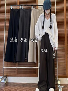 胖mm垂感显瘦西装 大7女装 2609早春新款 高腰宽松大码 直筒阔腿长裤