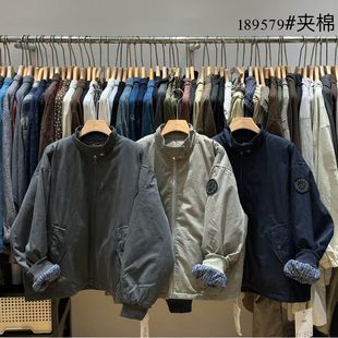 非本189579秋冬新款日系宽松大码胖mm休闲慵懒风立领工装棉服外套