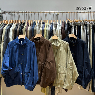 洗水牛仔棉外套 胖mm复古休闲立领工装 非本女189528秋韩版 宽松大码