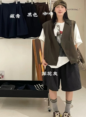 大7女装21636秋韩版宽松大码胖mm休闲慵懒风直筒阔腿五分短裤靴裤