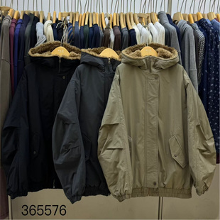 非本女装365576冬韩版宽松大码胖mm慵懒休闲风连帽毛毛领棉服外套