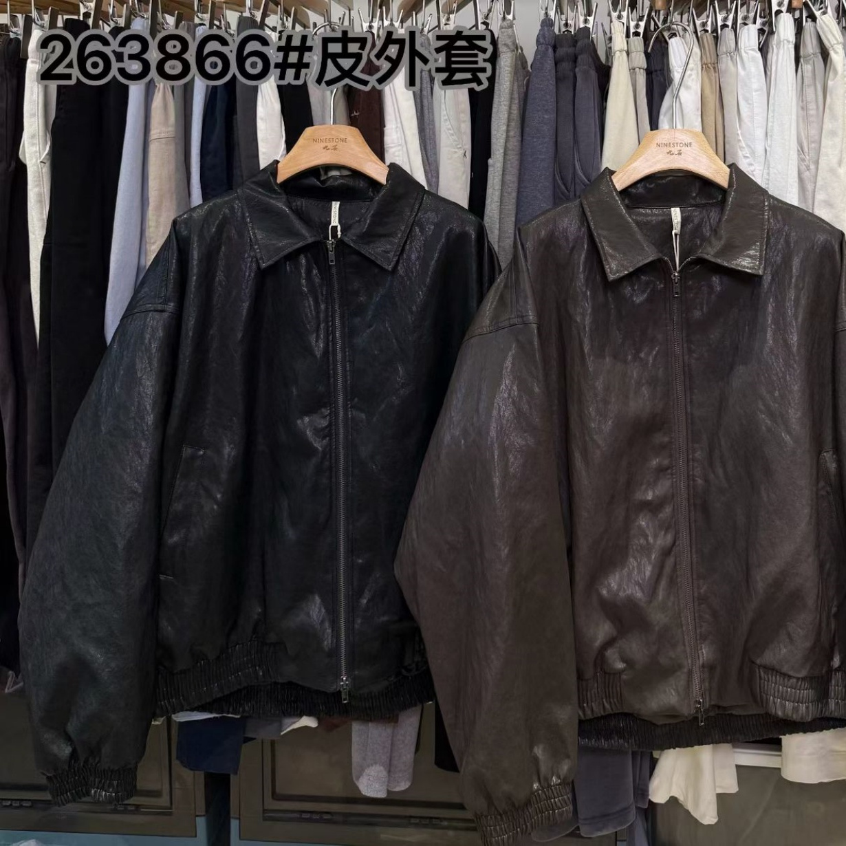 胖mm慵懒松弛风百搭翻领皮衣外套