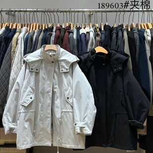 非本女189603冬韩版宽松大码胖mm慵懒休闲风连帽收腰加棉风衣外套