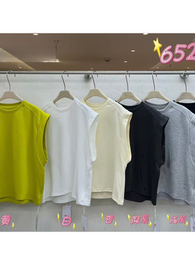 WE女装65231夏季韩版宽松大码胖mm慵懒休闲风简约圆领无袖背心T恤