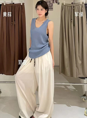 大7女装21522夏季新款韩版宽松大码胖mm休闲慵懒风垂直感阔腿长裤