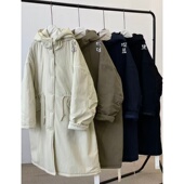 几布见川825532冬韩版 胖mm慵懒连帽抽绳加厚风衣棉服外套 宽松大码