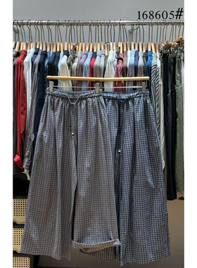 非本女168605秋韩版宽松大码胖mm慵懒休闲风复古高腰格子阔腿长裤