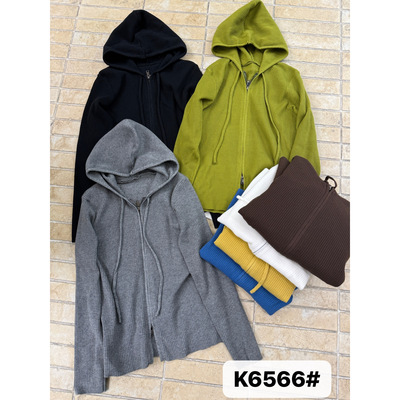 胖mm慵懒休闲风连帽开衫毛衣外套