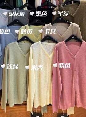大7女10992春夏薄款韩版宽松大码胖mm休闲V领百搭针织防晒衫外套