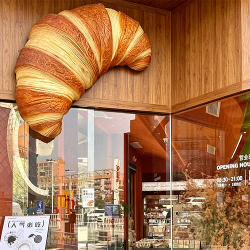 门头立体雕塑发光仿真牛角包面包烘焙店面墙面招牌防水耐晒定制