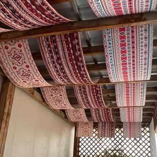 民族风室内天幕吊顶挂布民谣酒馆氛围吊顶天花板装饰长条幅背景布