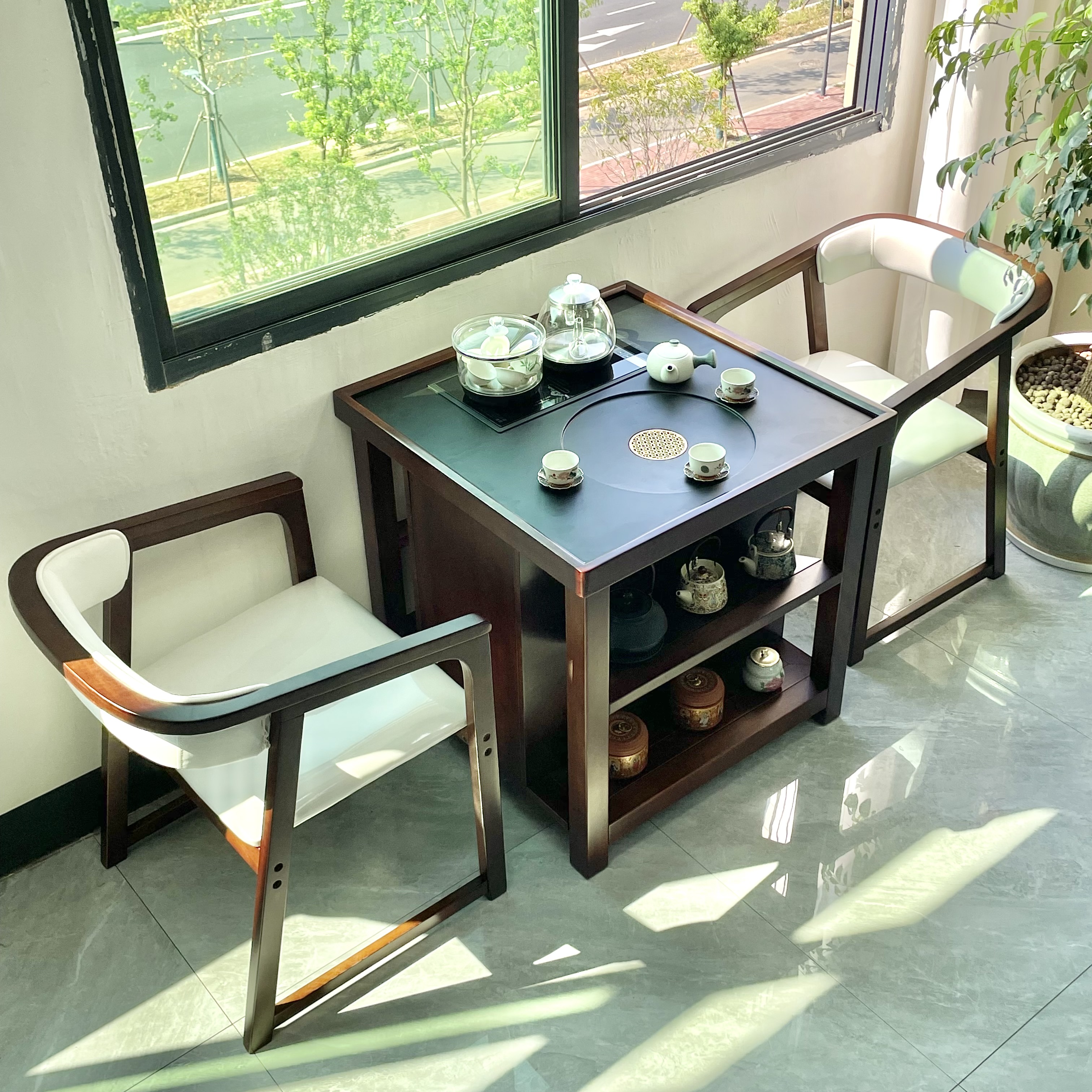 新中式实木阳台茶桌茶台小户型
