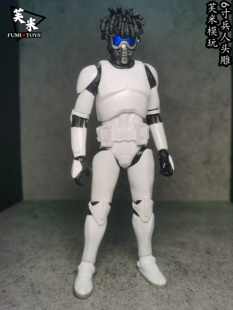 现货-芙米模玩1/12黑人发 科幻科技头雕白模 6寸人偶兵人模型配件