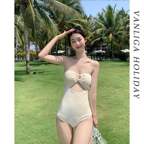 Vanliga纯色连体泳衣女性感纯欲