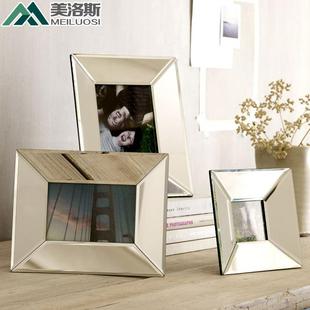 寸北欧装 相框摆台现代简约创意镜面画架4 饰挂墙玻璃相架