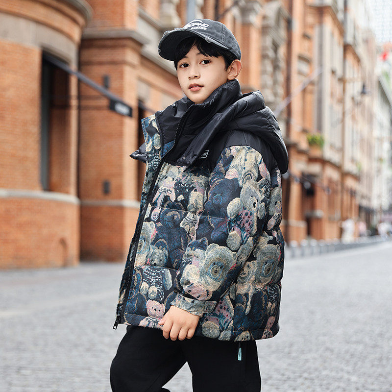 儿童羽绒服男童中长款2025新款中大童加厚洋气拼接冬季连帽外套潮,童装/婴儿装/亲子装,羽绒服,淘宝优惠券,粉丝福利购,淘宝优惠卷